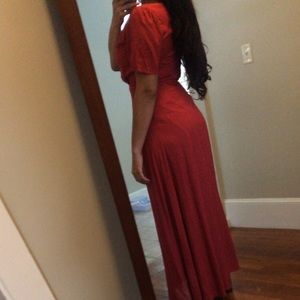 Francesca’s burnt orange maxi dress